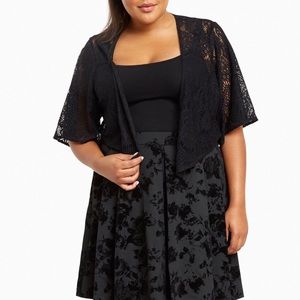 Torrid Black Drape Front Lace Shrug
